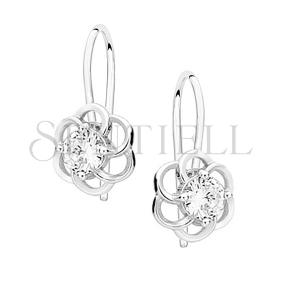 Silver (925) elegant earrings - flowers with zirconia