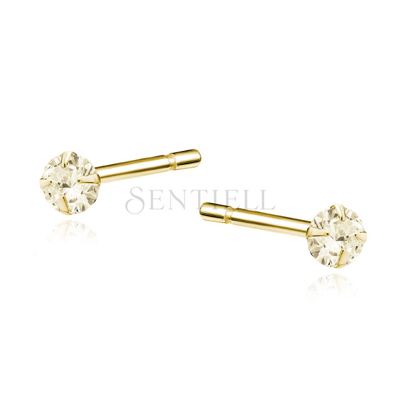 Silver (925) gold-plated earrings round zirconia diameter 3mm