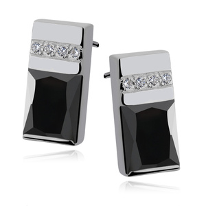 Silver (925) impressive earrings black zirconia