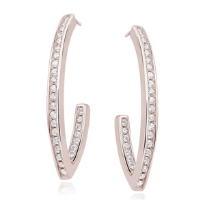 Silver (925) rose gold-plated earrings with zirconia