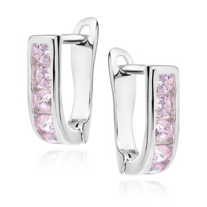 Silver (925) earrings light pink zirconia