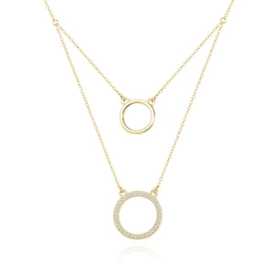 Silver (925) necklace - cirlces with zirconia - gold-plated