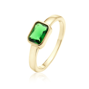 Silver (925) gold-plated ring with emerald zirconia