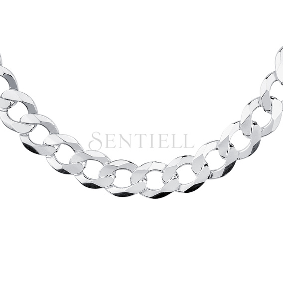 Silver (925) diamond-cut chain - curb extra flat rhodium-plated Ø 400