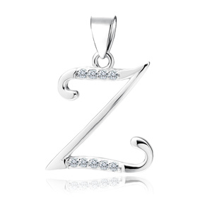 Silver (925) pendant with white zirconias - letter Z