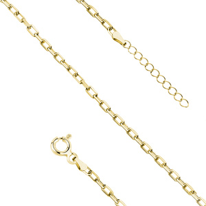 Silver (925) anklet diamond cut anchor gold-plated chain