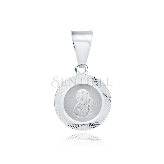 Colgante de plata de ley 925 tallado a diamante - Virgen María - Virgen Negra de Czestochowa