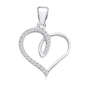 Silver (925) heart pendant with zirconia