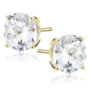 Silver (925) gold-plated earrings round white zirconia diameter 10mm