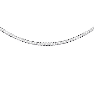 Silver (925) diamond-cut chain - curb extra flat Ø 060 rhodium-plated