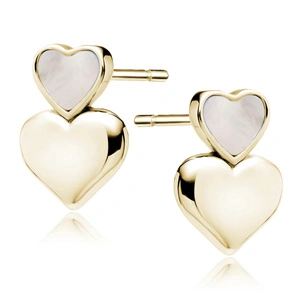 Silver (925) gold-plated earrings with mother of pearl - hearts