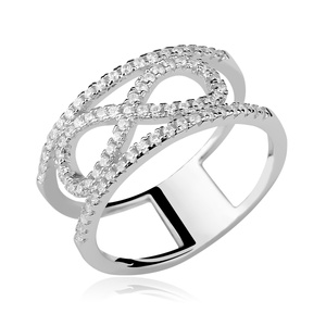 Silver (925) big ring with white zirconia - Infinity