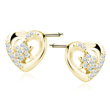 Silver (925) gold-plated heart earrings with zirconia