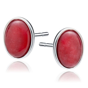 Silver (925) earings with ruby color jadeite