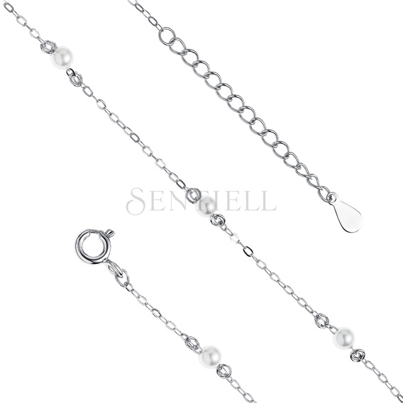 Tobillera de plata de ley 925 con perla