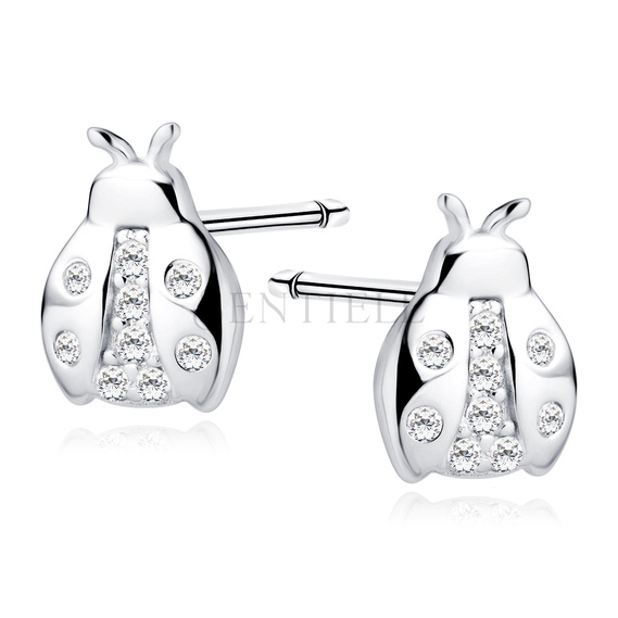 Silver (925) earrings ladybug with zirconia