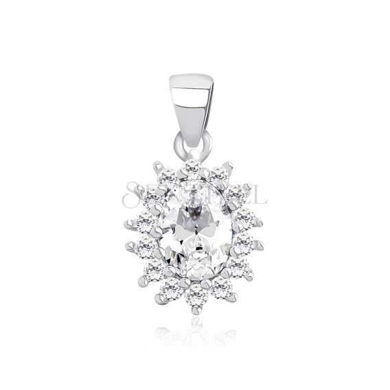 Silver (925) elegant pendant with white zirconias