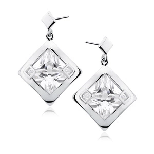 Silver (925) Earrings big white zirconia