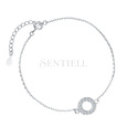 Silver (925) bracelet with round pendant and zirconia