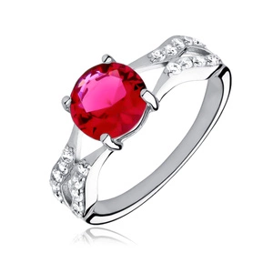 Silver fashionable (925) ring with ruby colored zirconia