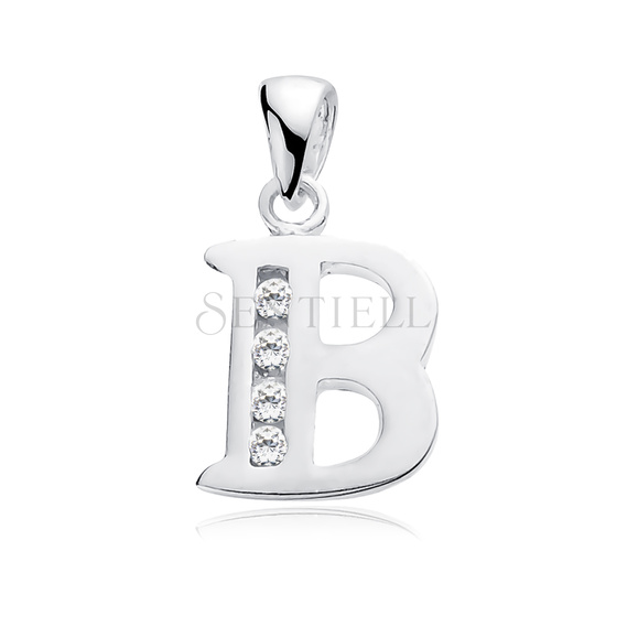 Silver (925) pendant white zirconia - letter B