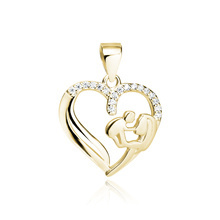 Silver (925) gold-plated pendant Mother with child - white zirconias