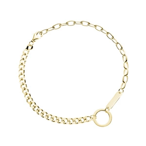 Silver (925) gold-plate bracelet - circle and plate on two types of chain