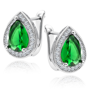 Silver (925) earrings with emerald zirconia