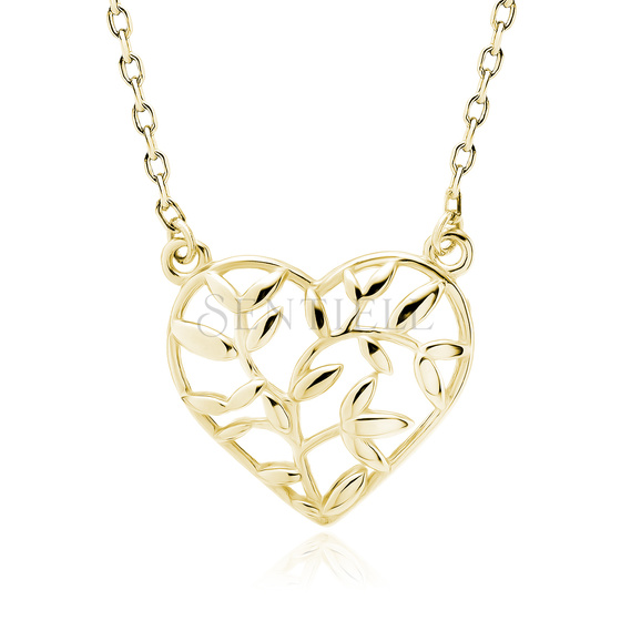 Silver (925) gold-plated necklace - heart with leafs