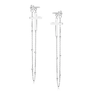 Silver (925) earrings cross and chain with balls