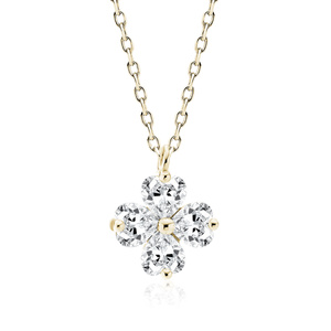 Silver (925) gold-plated necklace clover with white zirconias