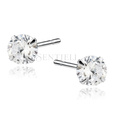 Silver (925) earrings round white zirconia diameter 6mm