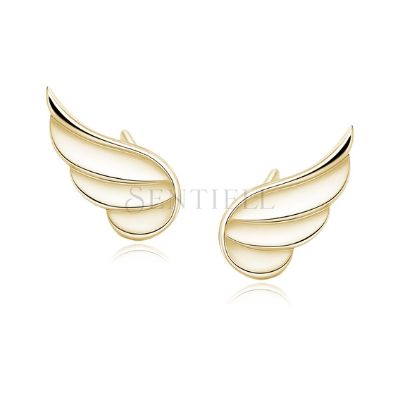Silver (925) earrings - gold-plated wings