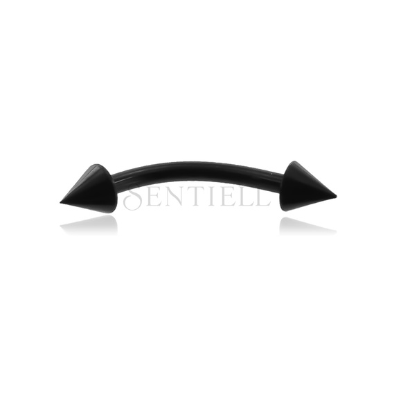 Stainless steel (316L) banana piercing for eyebrow - black with spikes