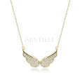 Silver (925) necklace - wings with zirconia, gold-plated