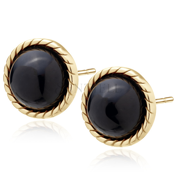 Silver (925) gold-plated earings with black onyx