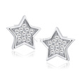 Silver (925) stars earrings with zirconia