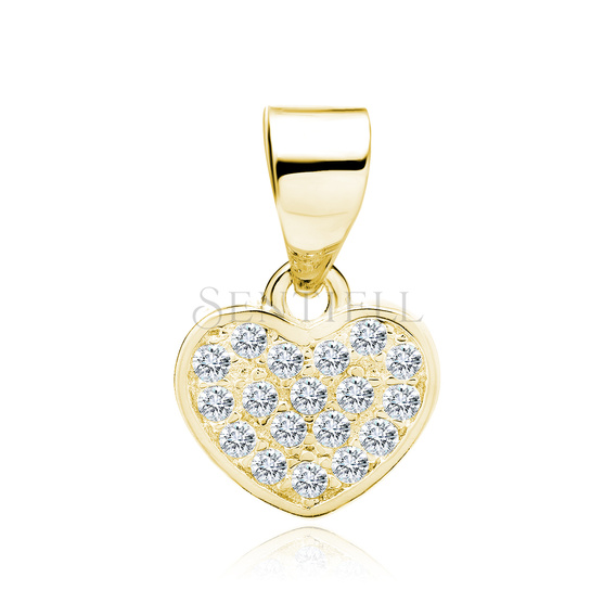 Silver (925) pendant - heart with zirconia, gold-plated