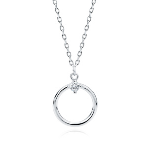 Silver (925) necklace circle with white zirconia