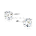 Silver (925) earrings round white zirconia diameter 5mm