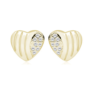 Silver (925) Earrings zirconia hearts microsetting gold-plated