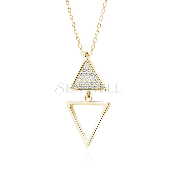 Silver (925) gold-plated necklace - triangles with zirconias