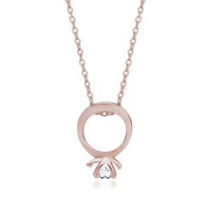 Silver (925) necklace with ring pendant rose gold-plated