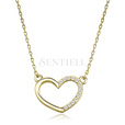 Silver (925) gold-plated necklace - heart with zirconia