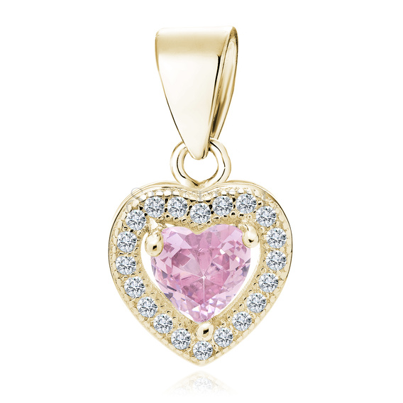 Silver (925) gold-plated pendant with light pink zirconia - heart