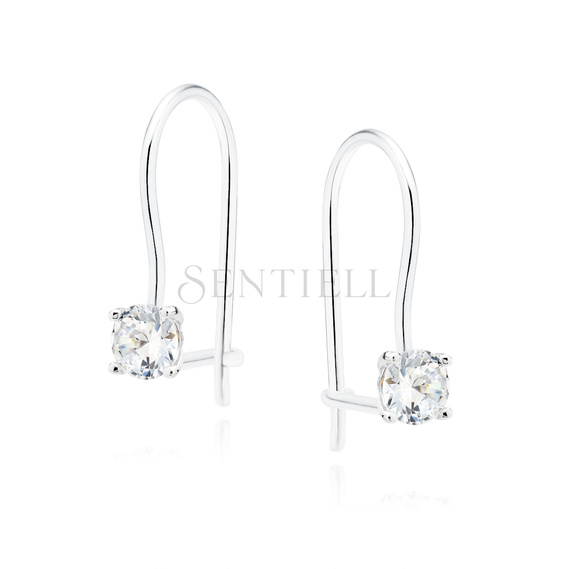 Silver (925) earrings round white zirconia diameter 4mm