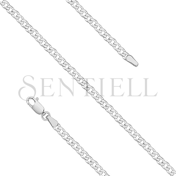 Silver (925) diamond-cut chain - curb extra flat Ø 080 rhodium-plated