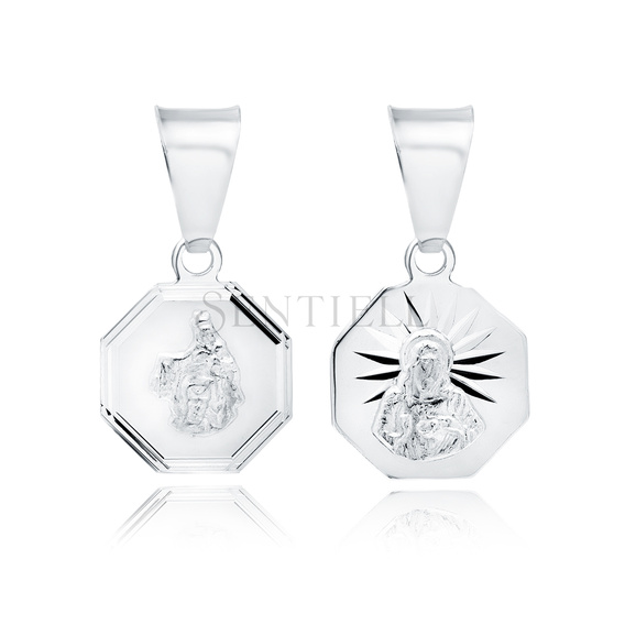 Colgante de Plata de ley 925 Jesús Cristo / Escapulario María