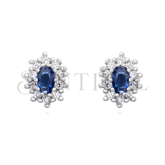 Silver (925) Earrings sapphire colored zirconia