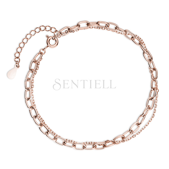 Silver (925) rose gold-plated double chain bracelet